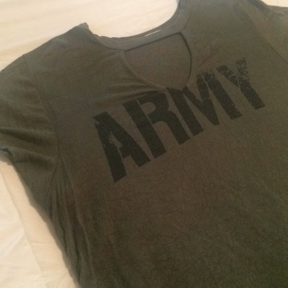 Army tee, cute peek a boo cutout
